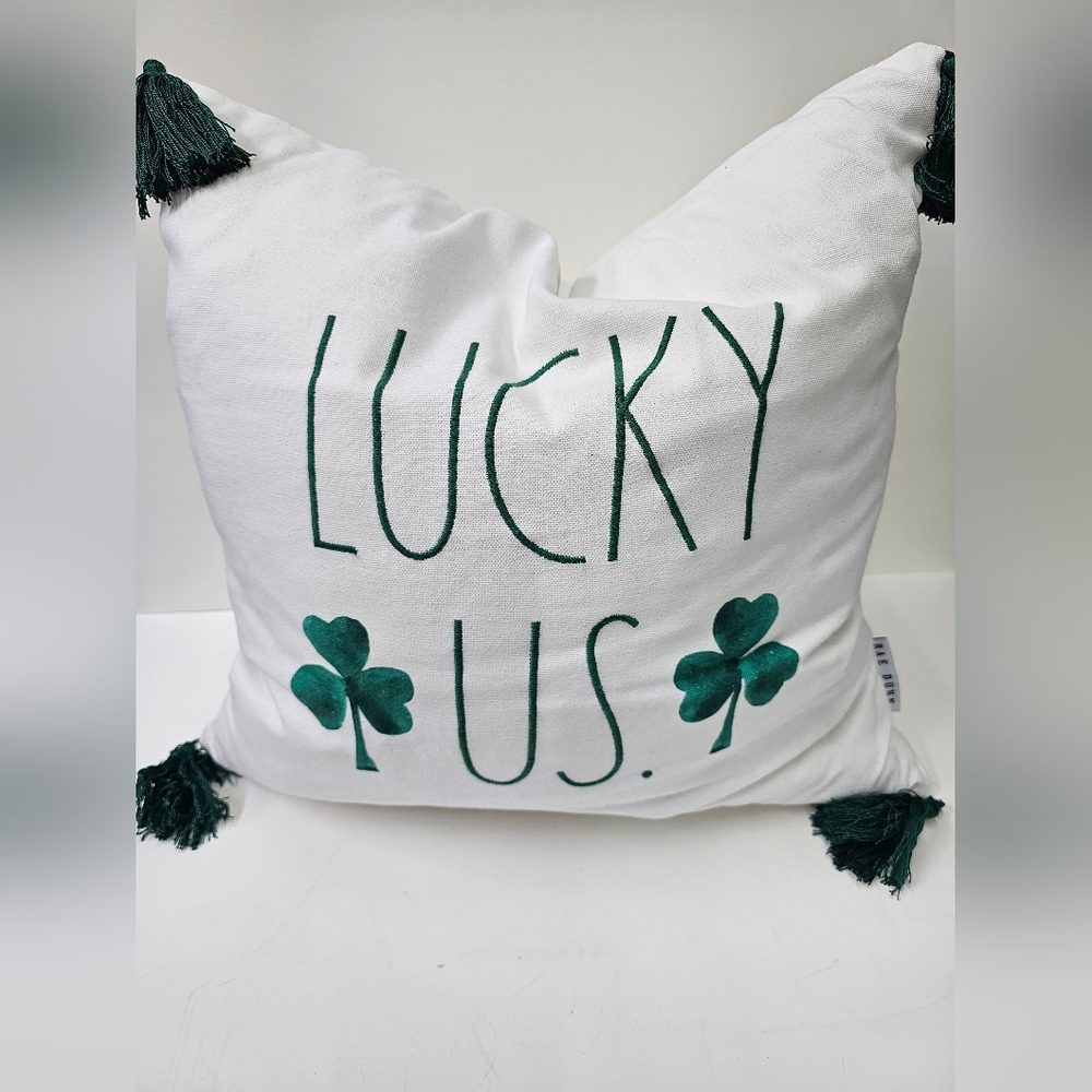 NEW Rae Dunn ‘LUCKY US’ 20x20 Throw Pillow